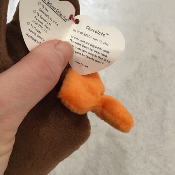 VTG Ty The Original Beanie Baby Chocolate Moose RARE 90s NWT Plush Toy Collect - Picture 4 of 5